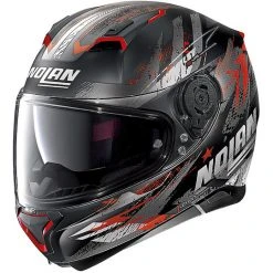 Integraler Motorradhelm Nolan N87 CARNIVAL N-Com 084 Schwarz Matt Rot