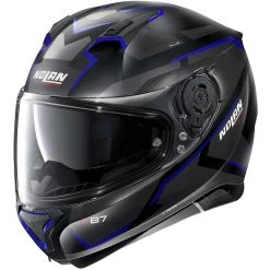 Integrierter Motorradhelm Nolan N87 Plus OVERLAND N-Com 033 Matt Schwarz Blau