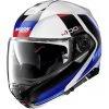 Modularer Motorradhelm P / J Homologation Nolan N100.5 HILLTOP N-Com 049 Weißmetall Blau