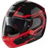 Modularer Motorradhelm P / J Homologation Nolan N90.3 BOHRER N-Com 025 Glanz Schwarz Rot