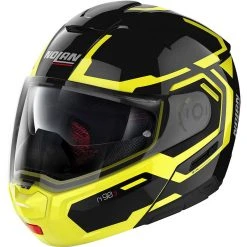 Modularer Motorradhelm P / J Homologation Nolan N90.3 BOHRER N-Com 026 Glänzend Schwarz Gelb