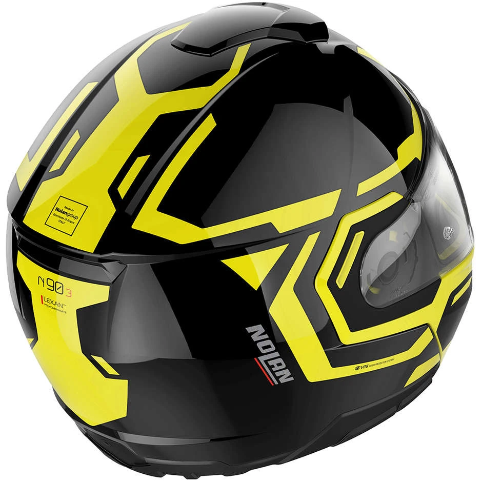 Modularer Motorradhelm P / J Homologation Nolan N90.3 BOHRER N-Com 026 Glänzend Schwarz Gelb – Bild 2