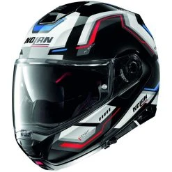 Modularer Motorradhelm P / J Nolan N100.5 UPWIND N-Com 063 Zulassung Weiß Blau Rot