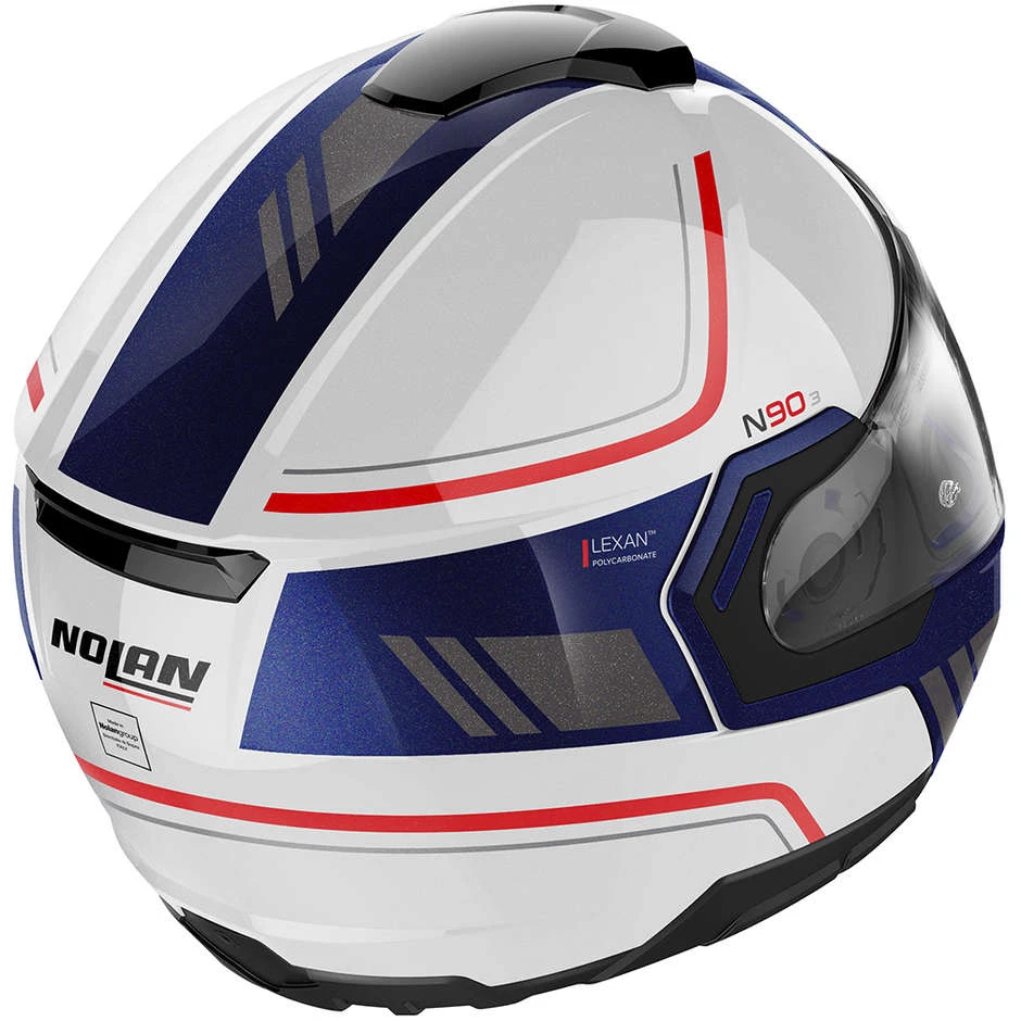 Modularer Motorradhelm P / J-Zulassung Nolan N90.3 VOYAGER N-Com 020 Weißmetall Blau – Bild 2