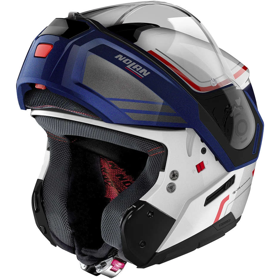 Modularer Motorradhelm P / J-Zulassung Nolan N90.3 VOYAGER N-Com 020 Weißmetall Blau – Bild 4