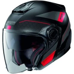 Motorradhelm Jet Nolan N40.5 PIVOT N-Com 025 Schwarz Rot Opak
