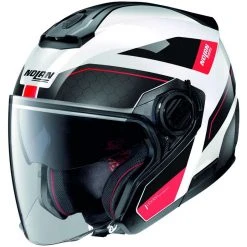 Motorradhelm Jet Nolan N40.5 PIVOT N-Com 027 Weiß Schwarz Rot